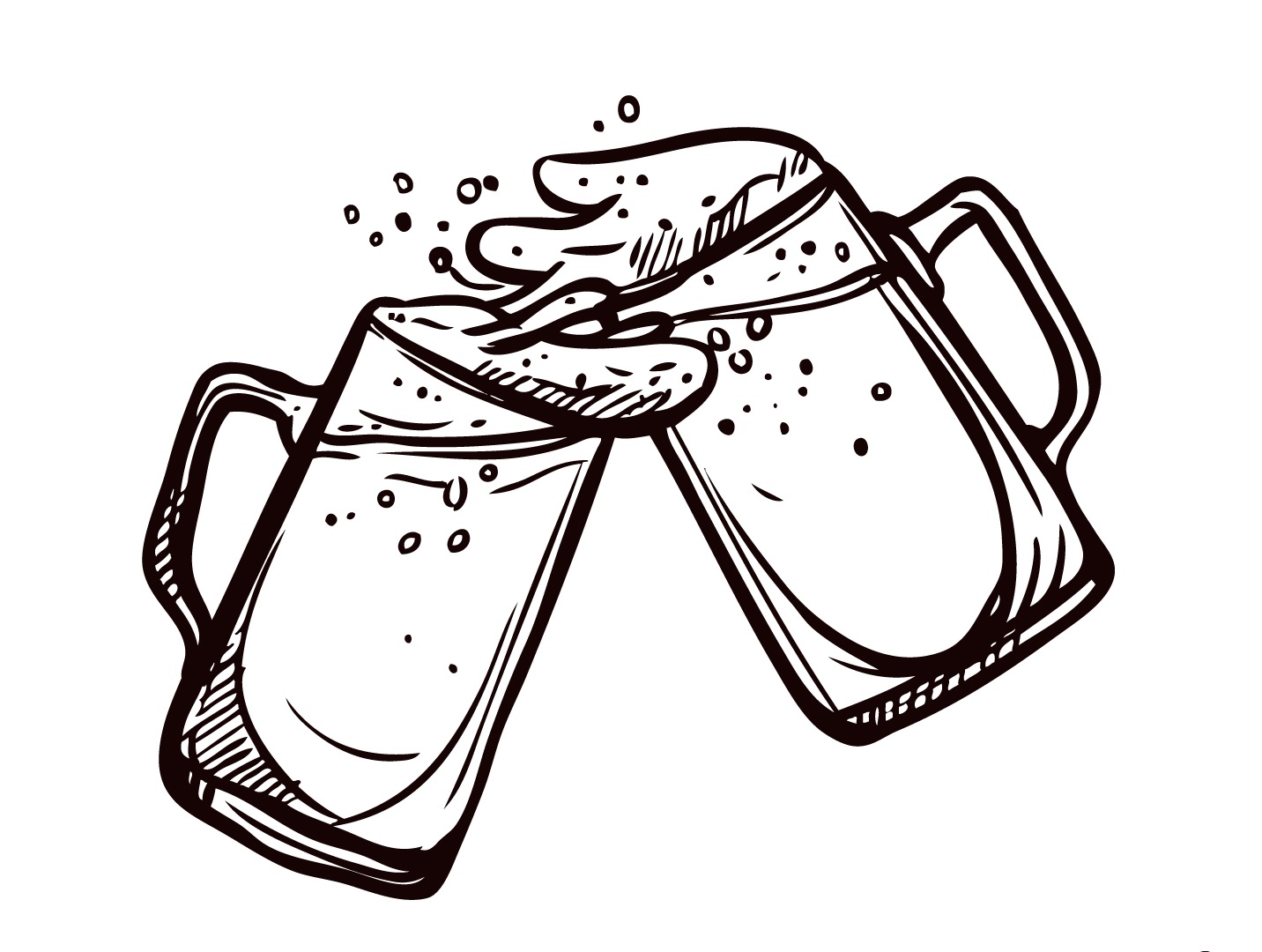Beer black doodle icons set