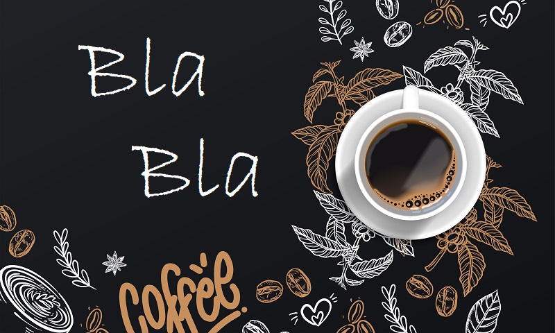 Realistic coffee background with drawings