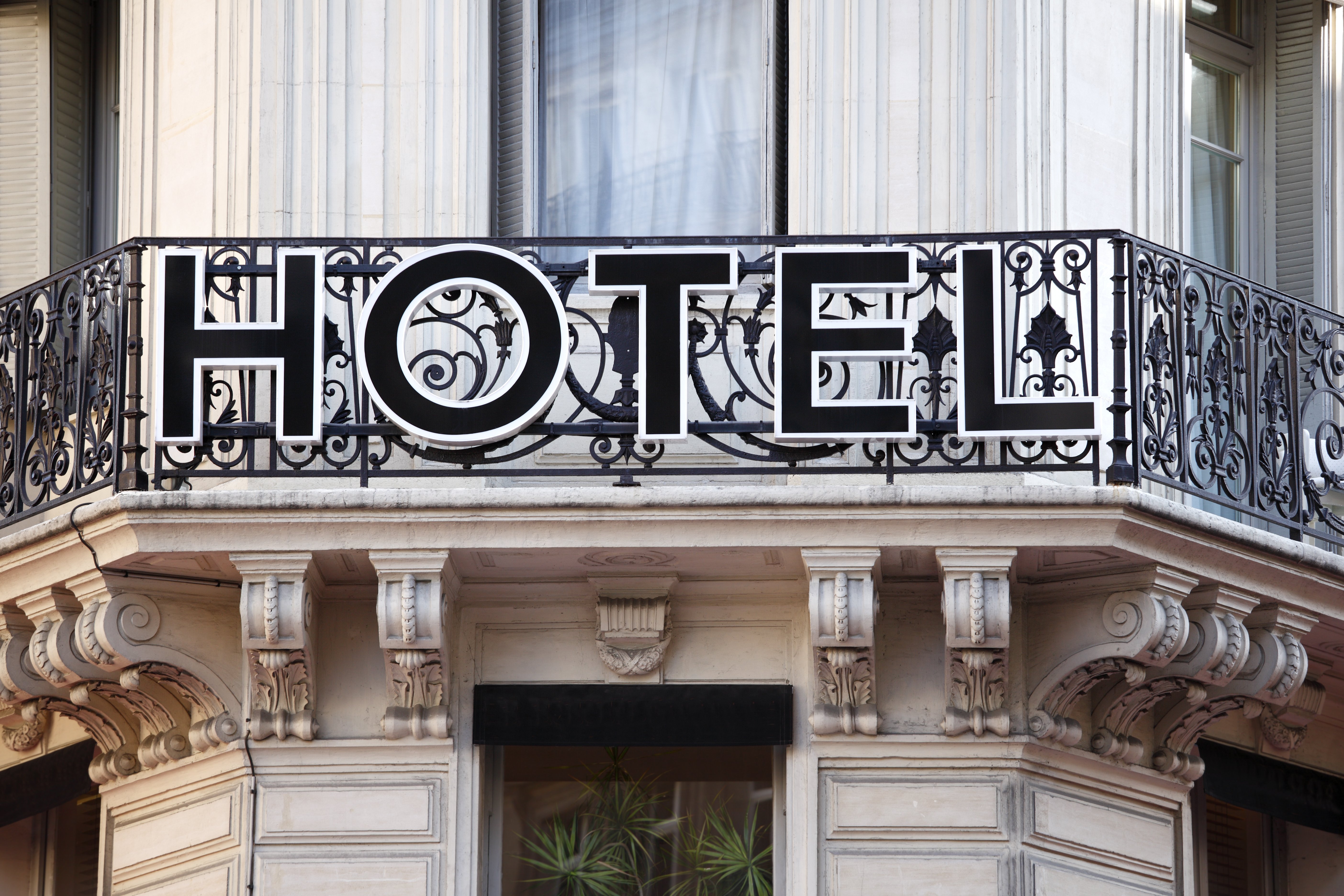 Hotel entrance sign in Paris