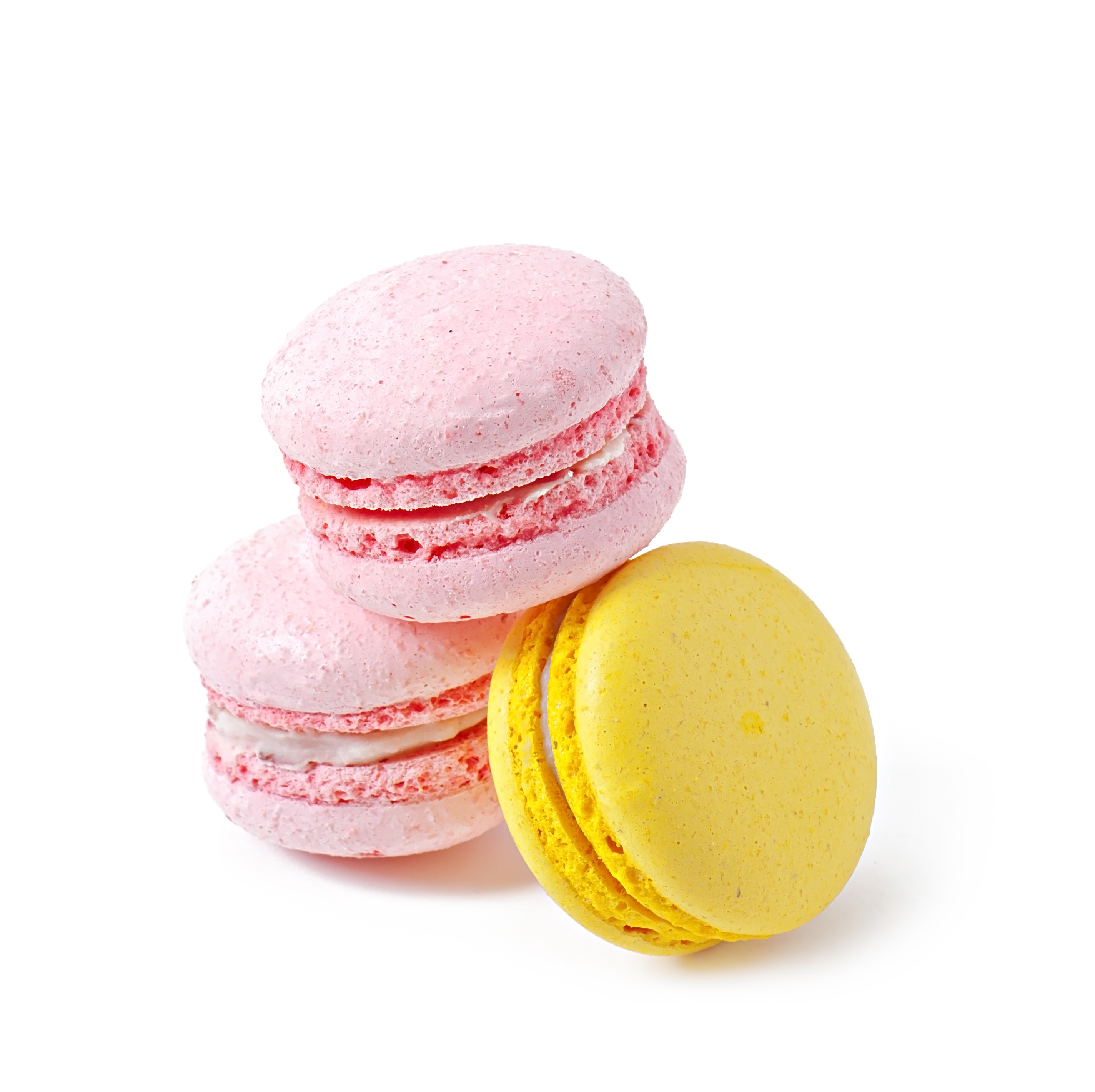 French colorful macaroons on a wooden background